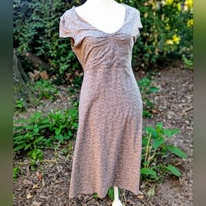 Toad&Co Rosemarie A Line Dress Cocoa Quito Line Print EUC Grey Black SZE Small